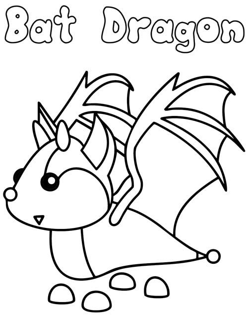labeled coloring page of a roblox adopt me bat dragon