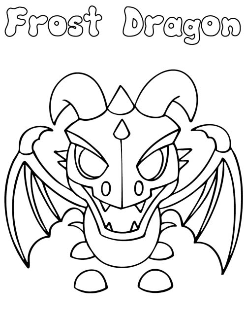 labeled coloring page of a roblox adopt me frost dragon