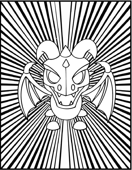 coloring page of a roblox adopt me frost dragon with a graphic background