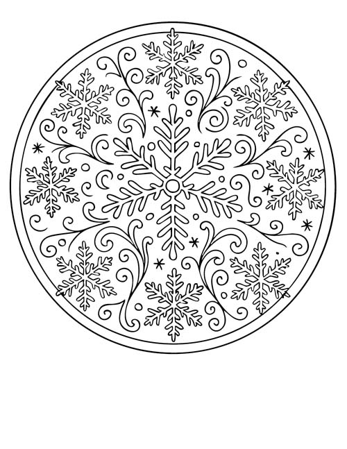 snow mandala coloring page