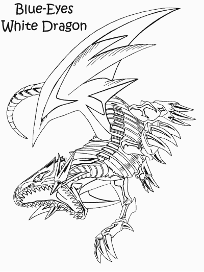 Yu-Gi-Oh coloring page: Blue-Eyes White Dragon