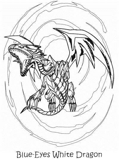 Yu-Gi-Oh coloring page: Blue-Eyes White Dragon