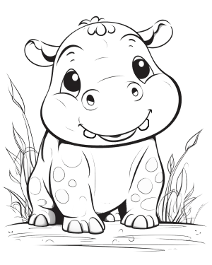 baby hippo coloring page