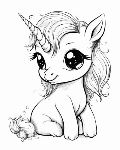 monsters and creatures - unicorn coloring page