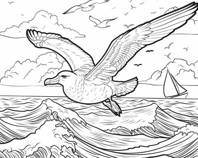 albatross flying coloring page