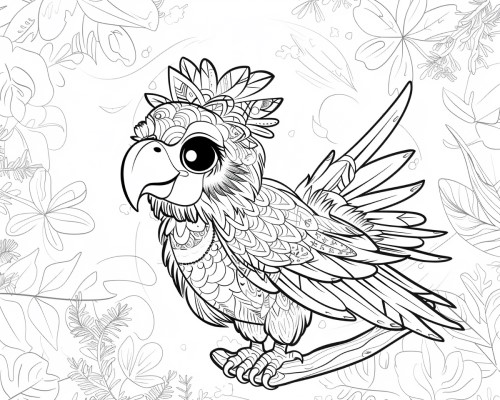 Blabberbeak the parrot coloring page