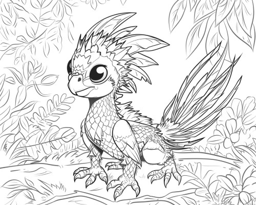dragon parrot coloring page