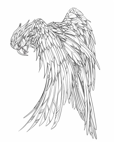 Amazonian parrot spirit coloring page