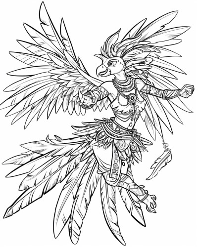 mayan parrot spirit coloring page