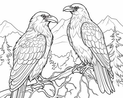 Huginn and Muninn coloring page