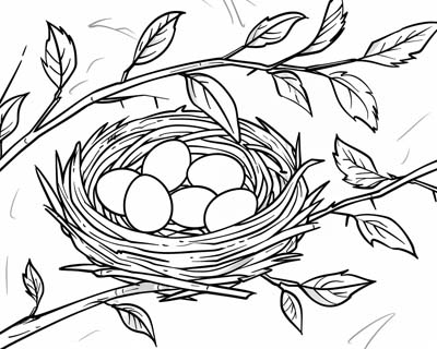 nest with eggs coloring page