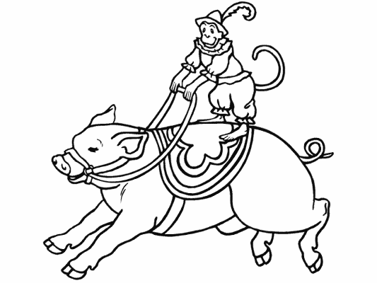 circus pig coloring page