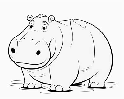 cartoon hippo coloring page