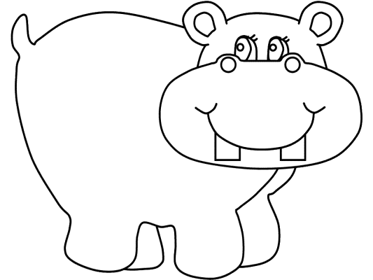 cartoon hippo coloring page