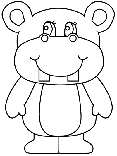 cartoon hippopotamus coloring page