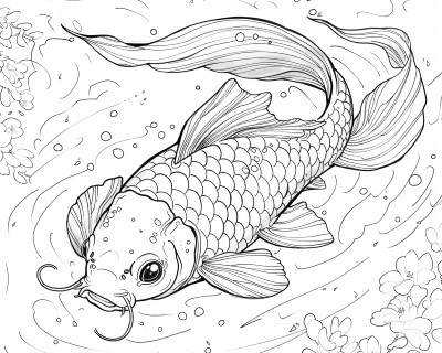 coloring page of koi fish