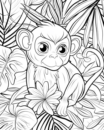 coloring page of a capuchin monkey