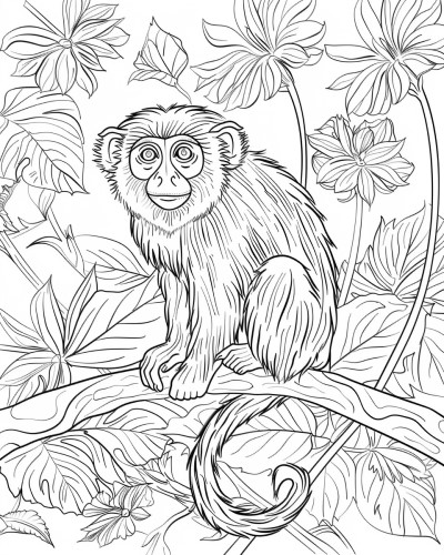 coloring page of a capuchin monkey