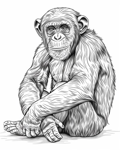 coloring page of a chimpanzee