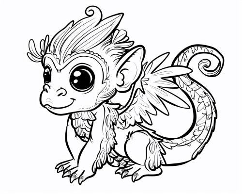 coloring page of the flying monkey from Wizard of Oz