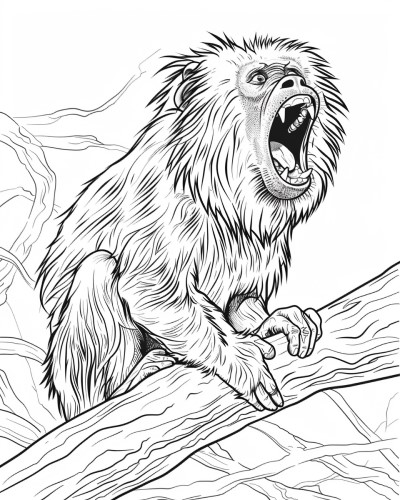 coloring page of a howler monkey