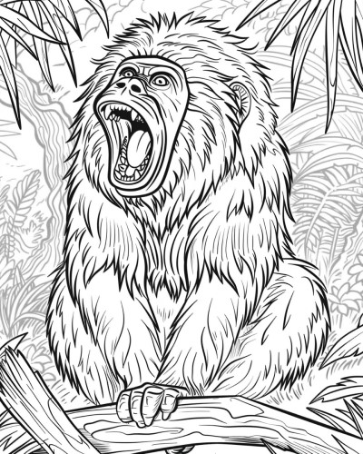 coloring page of a howler monkey