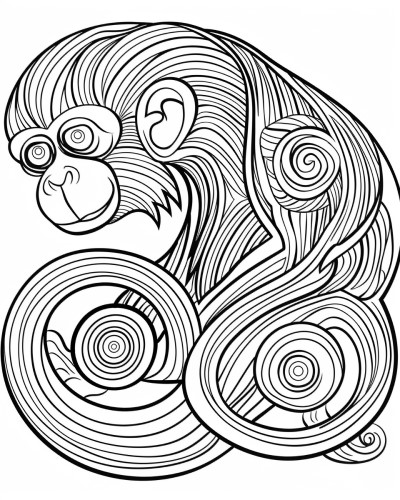 coloring page of a monkey spirit