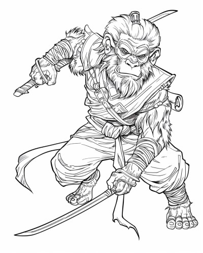 coloring page of Sun Wukong
