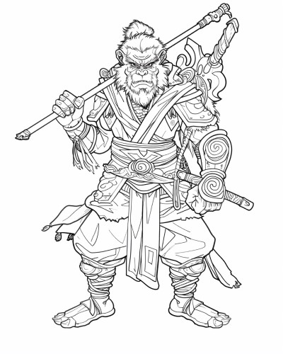 coloring page of Sun Wukong