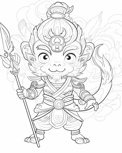 coloring page of Sun Wukong
