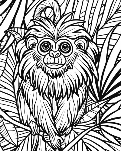 coloring page of a tamarin monkey