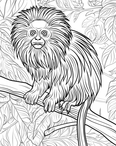 coloring page of a tamarin monkey