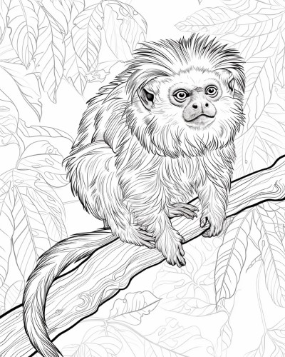 coloring page of a tamarin monkey