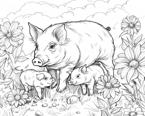 pig adult coloring page