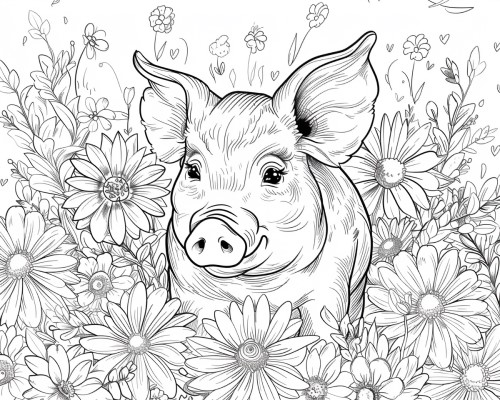 pig adult coloring page