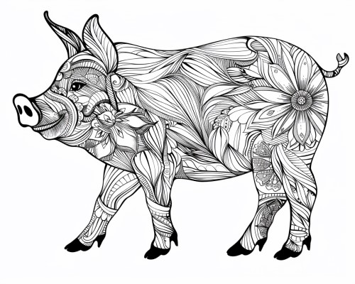 pig adult coloring page