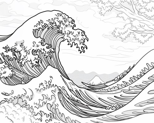 The Great Wave off Kanagawa coloring page