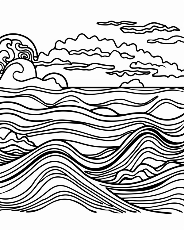 abstract coloring pages - sky from sea