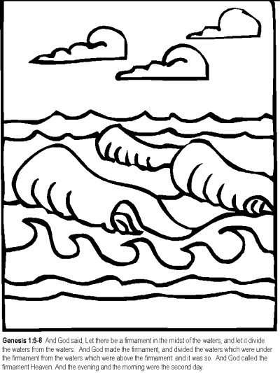 Bible coloring pages - the story of creation, Genesis 1:6-8