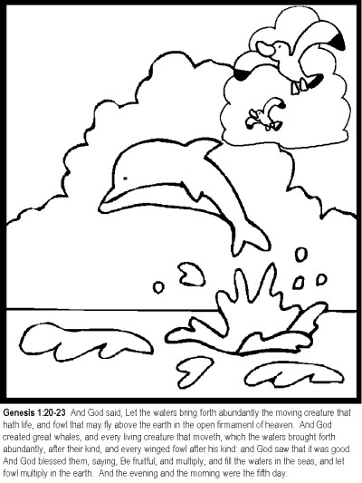 Bible coloring pages - the story of creation, Genesis 1:20-23