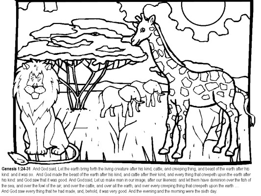 Bible coloring pages - the story of creation, Genesis 1:24-31