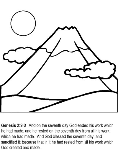 Bible coloring pages - the story of creation, Genesis 2:2-3