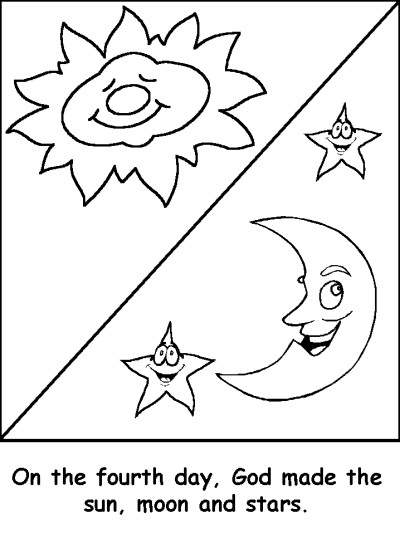 Creation coloring page - fourth day