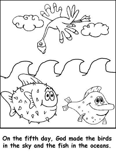 Creation coloring page - fifth day