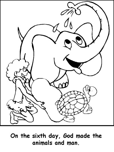 Creation coloring page - sixth day