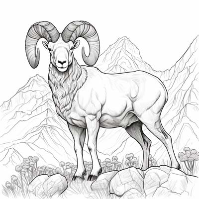 realistic bighorn sheep coloring page