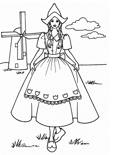 Dutch girl coloring page