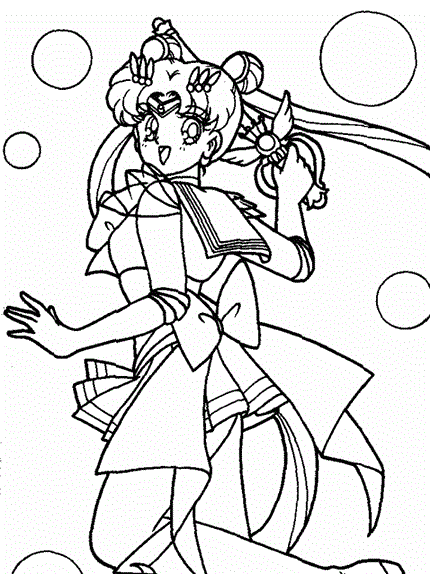 Sailor Moon holding the Kaleidomoon Scope coloring page