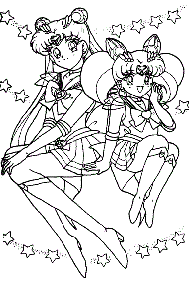 Sailor Moon and Chibi Moon coloring page