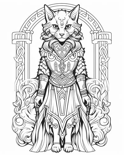 Celtic Cat Sidhe coloring page